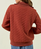 Rust quilted zip sweatshirt