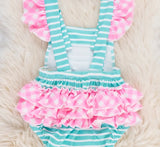 Watermelon Gingham Ruffle Bubble