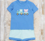 Blue Tractor Tot Boy Short Set