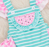 Watermelon Gingham Ruffle Bubble