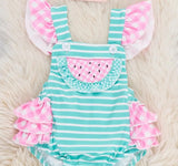 Watermelon Gingham Ruffle Bubble